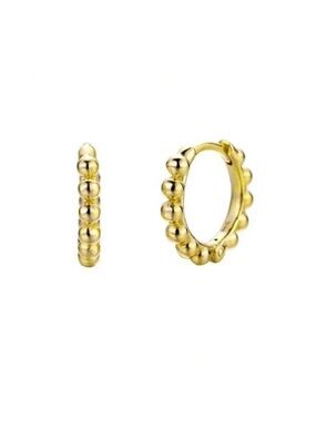 Stainless Steel Hypoallergenic Gold Tone Beaded 8MM Hoop Earrings